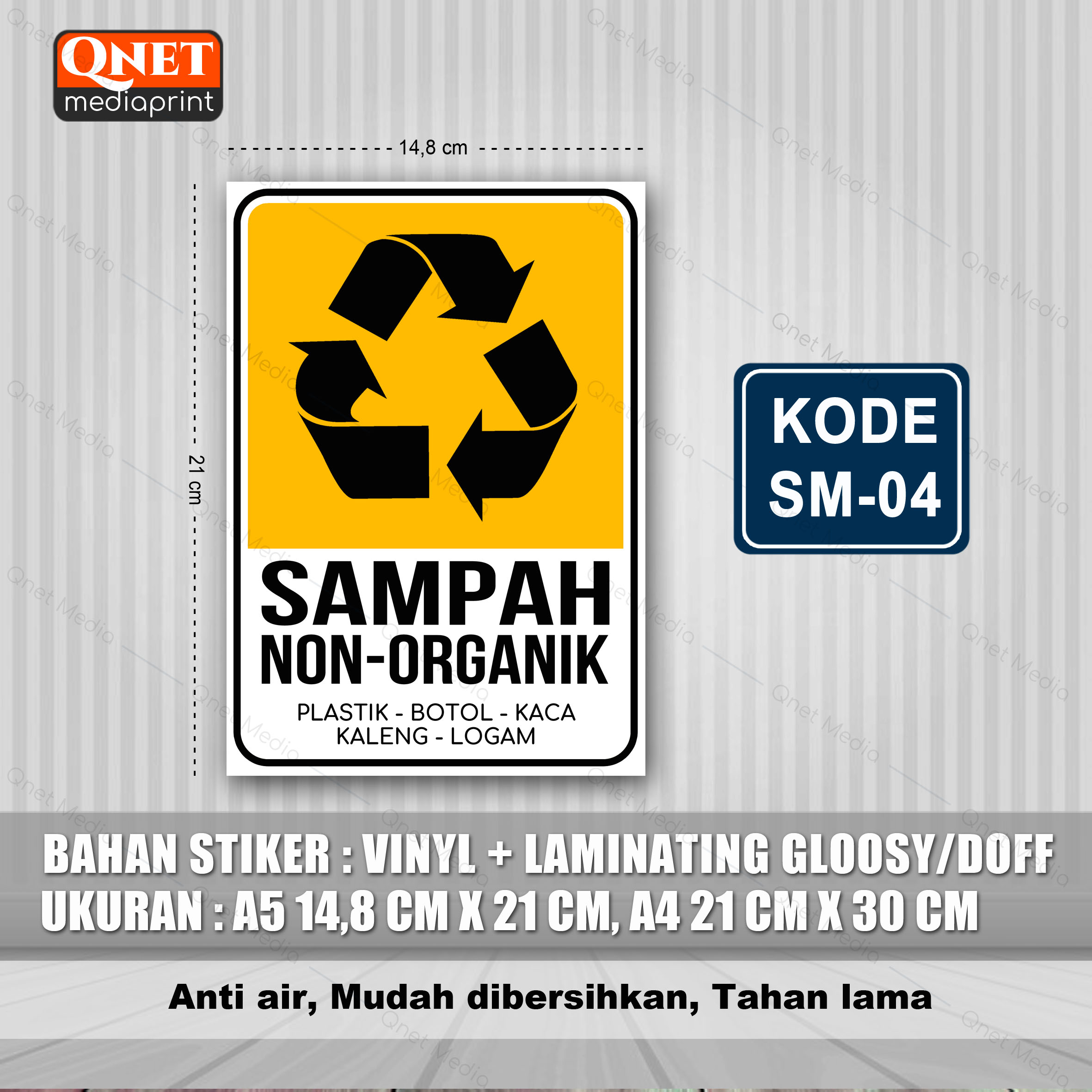 STIKER PENANDA TEMPAT JENIS SAMPAH | ORGANIK NON ORGANIK MEDIS | BAHAN ...