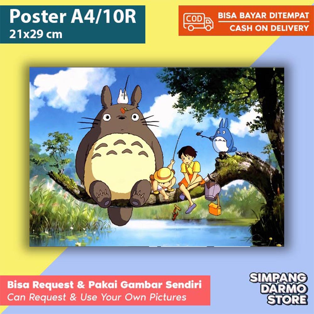 Poster My Neighbor Totoro Anime Terbaru Tersedia Berbagai Ukuran A4 A3 Besar Kecil Hires Bisa Custom Gambar Lain Studio Ghilbi Kartun Animasi Netflix Mei Foster Kamar Hiasan Dinding Wibu