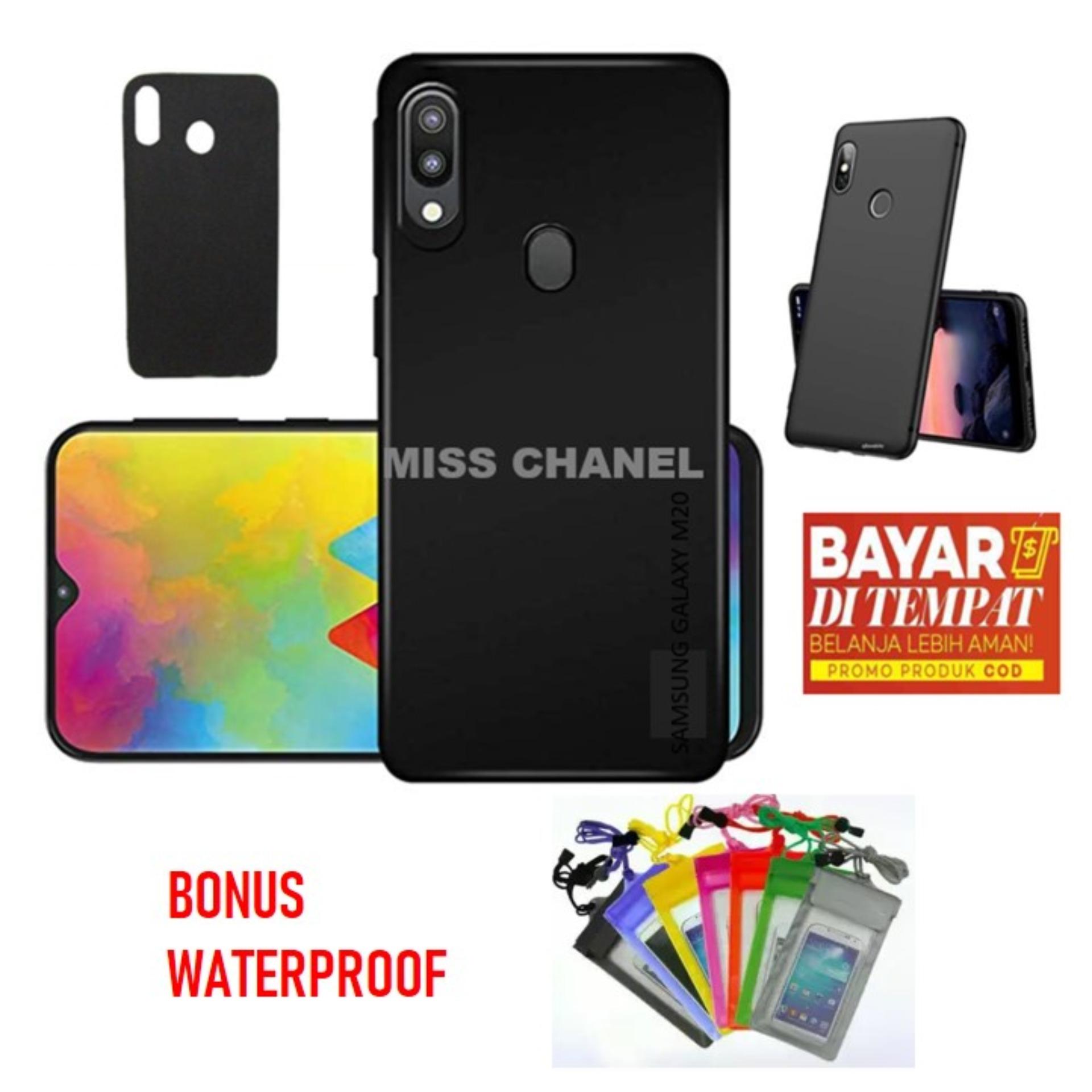 For SAMSUNG GALACY M20 Case Slim Blackmatte / Case Samsung Galaxy M20 Blackmatte TPU Anti Slip / Case Samsung Galaxy M20 - Full Hitam Bonus Waterproof