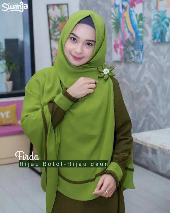 Gamis Firda Hijau Botol Hijau Daun Set Original Swarga Hijab Syar I Lazada Indonesia