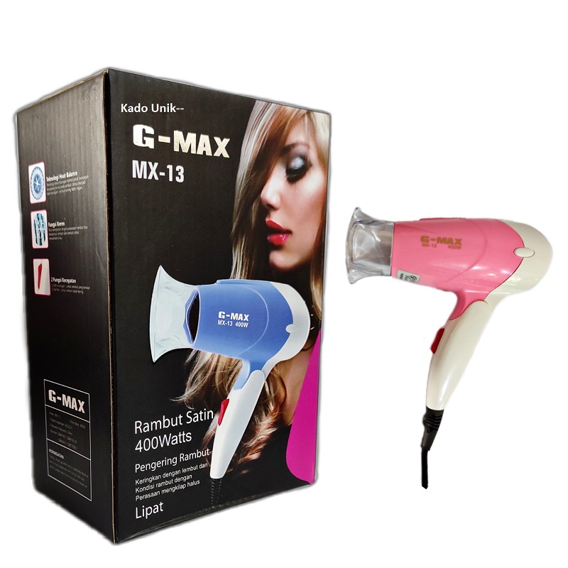 Kado Unik-- Hairdryer G-Max Mx-13 / Pengering Rambut Satin / Alat Pengering Rambut / Hairdryer / Pengering Rambut Praktis / Professional Hair Dryer / Hair Blower / Alat Pengering Rambut Berkualitas / Hairdryer G-Max Murah / Kado Ulang Tahun