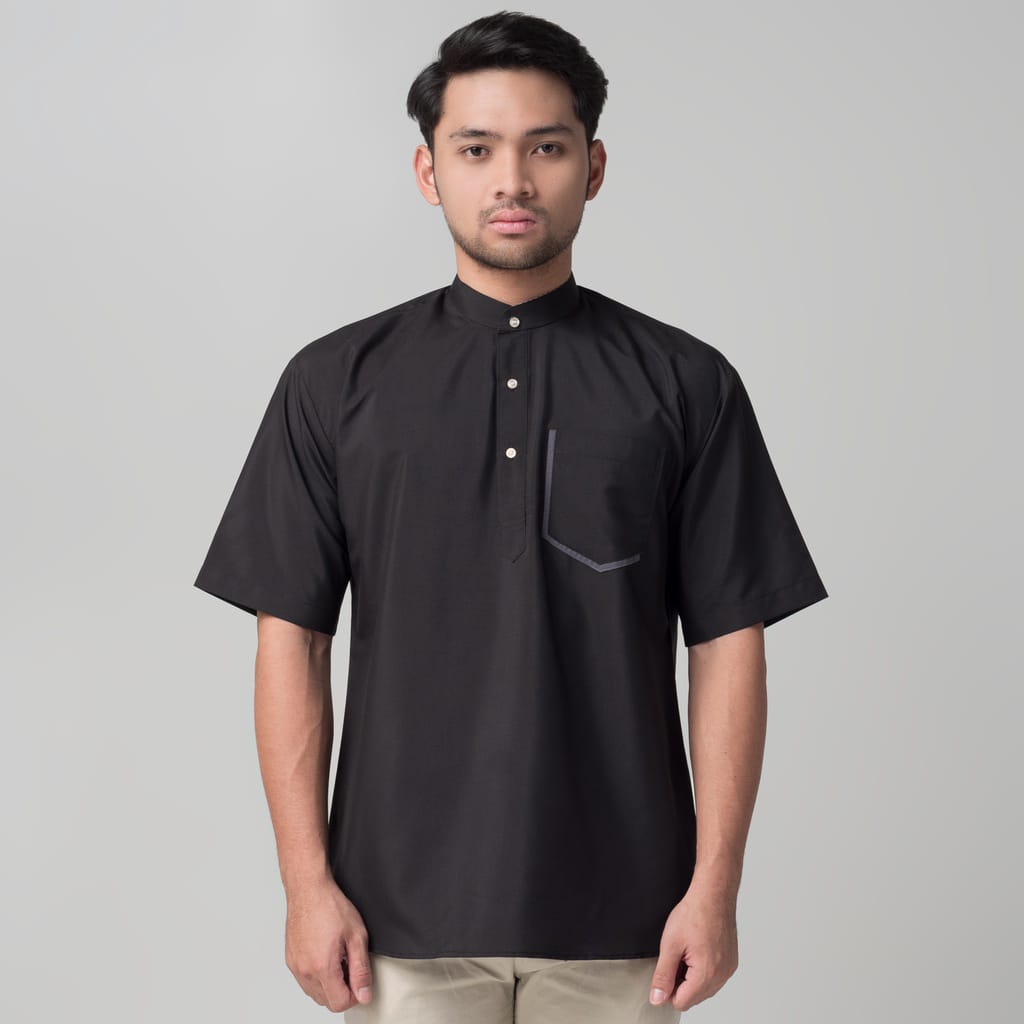 Kemeja Muslim Baju Kurta Pria Putih Dewasa Katun Halus Ada Saku Atas