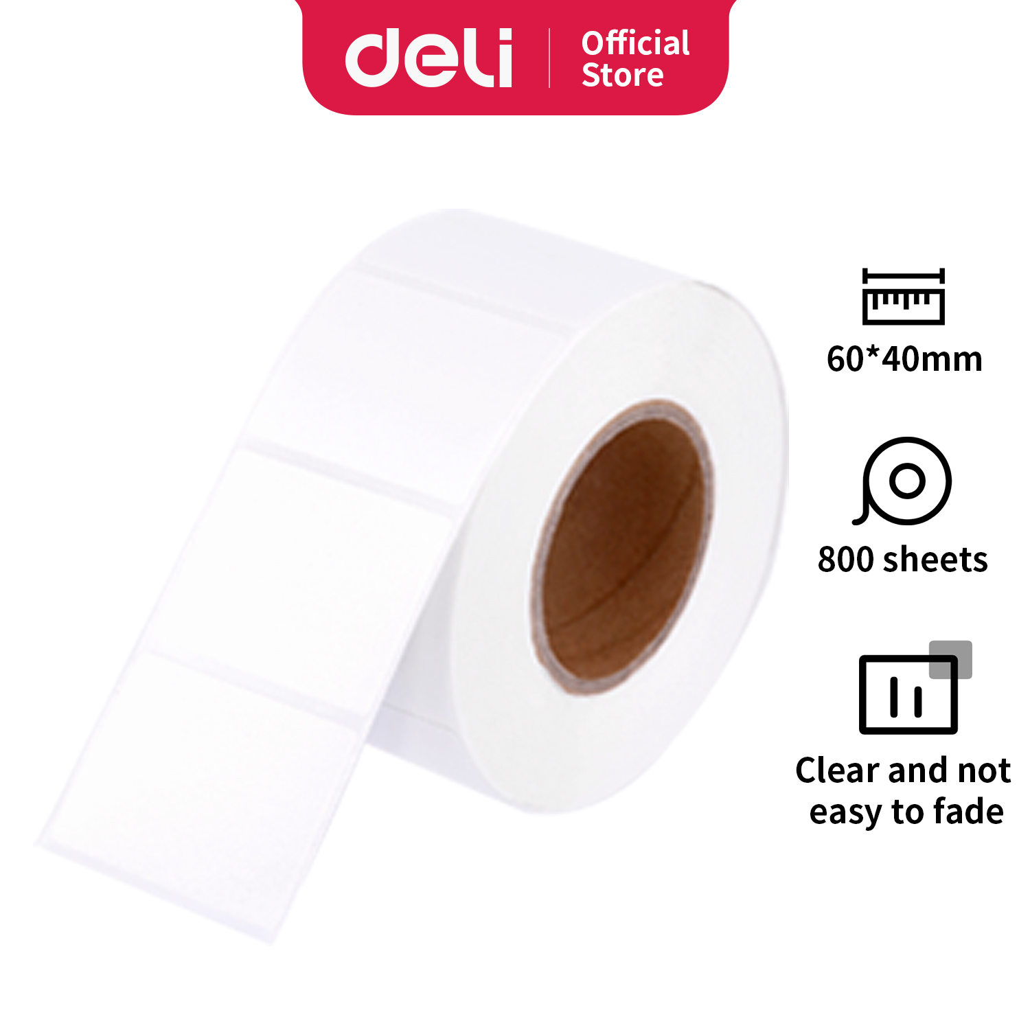 Deli Thermal Label Paper Kertas Label Thermal Warna Putih Ramah