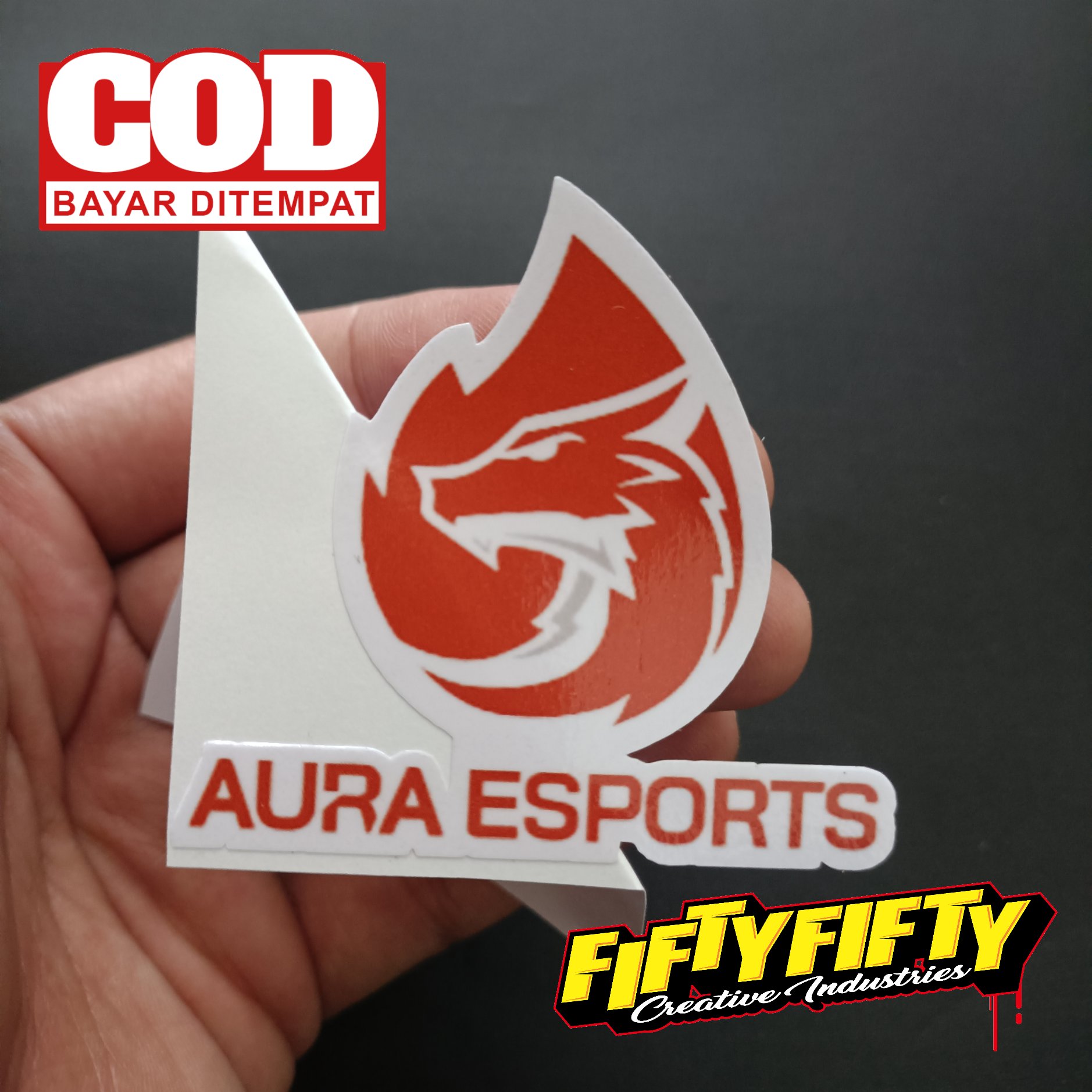 Stiker Print Cut AURA ESPORT Stiker Printing Laminasi Glossy Stiker