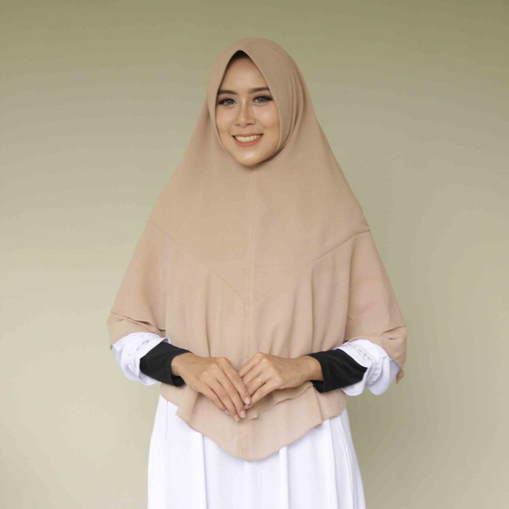 RARA KHIMAR KHAKI HIJAB SYAR'I JILBAB SYARI PANJANG KERUDUNG SYARI - HIJAB MENGERTI KAMU