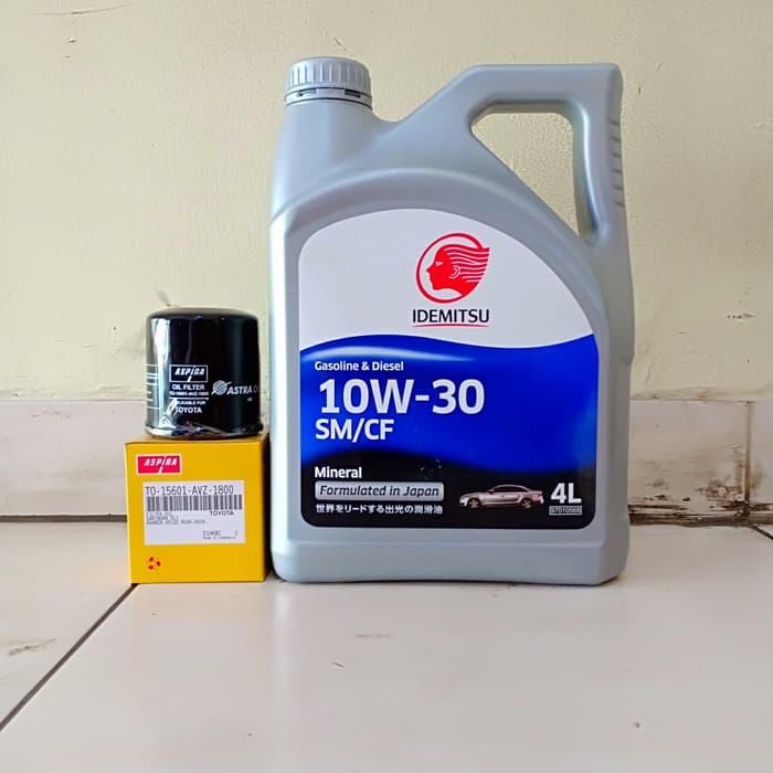 Paket Oli Mesin Mobil Idemitsu 10W30 4 L + Filter Oli Avanza, Xenia