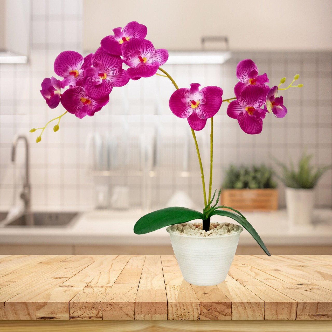 Guninco Rangkaian Bunga Anggrek Bulan D12 Dekorasi Rumah Tanaman Artifisial Lazada Indonesia