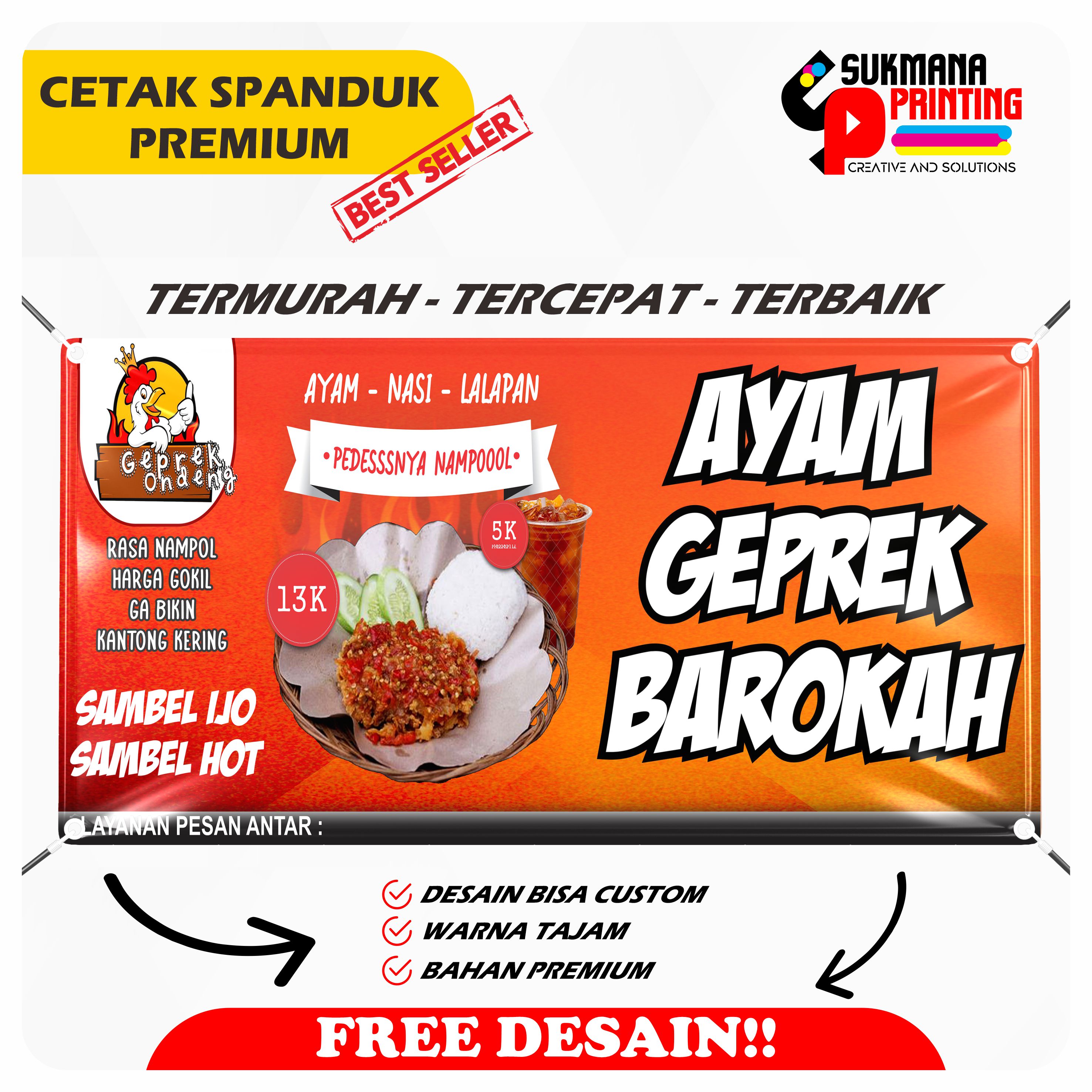 Spanduk Banner Makanan Ayam Geprek Fried Chicken Bahan Premium Lazada Indonesia