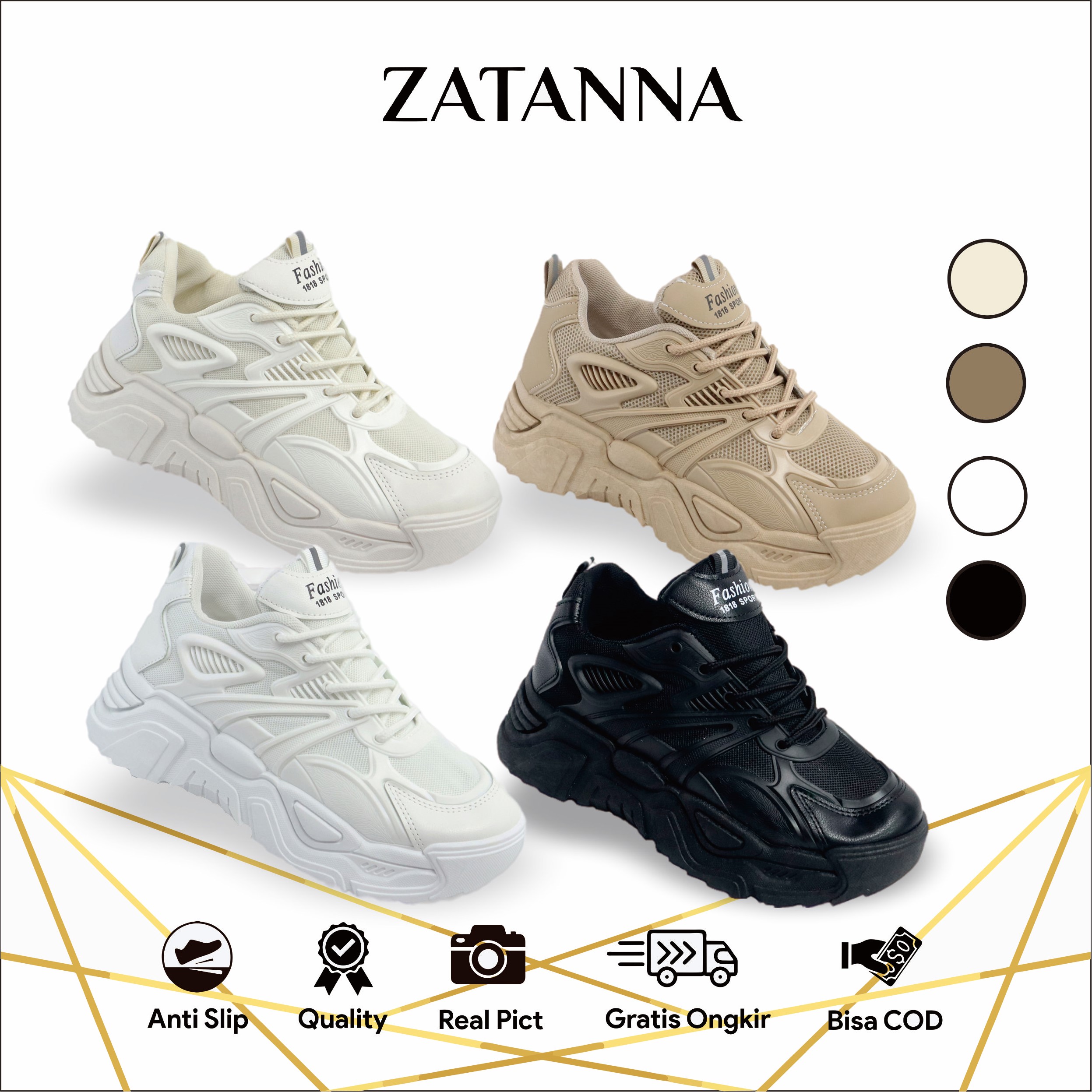 Zatanna Sepatu Sneakers Casual Wanita Korea High Premium Quality