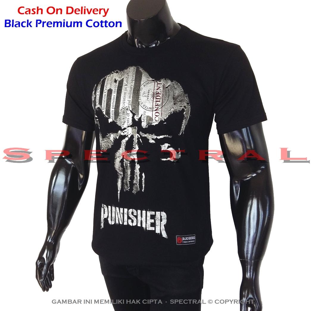 ★ Spectral ★ Pure Cotton Combed T-Shirt ★ Gambar Punisher Tengkorak Metal Rock Movie Superhero ★