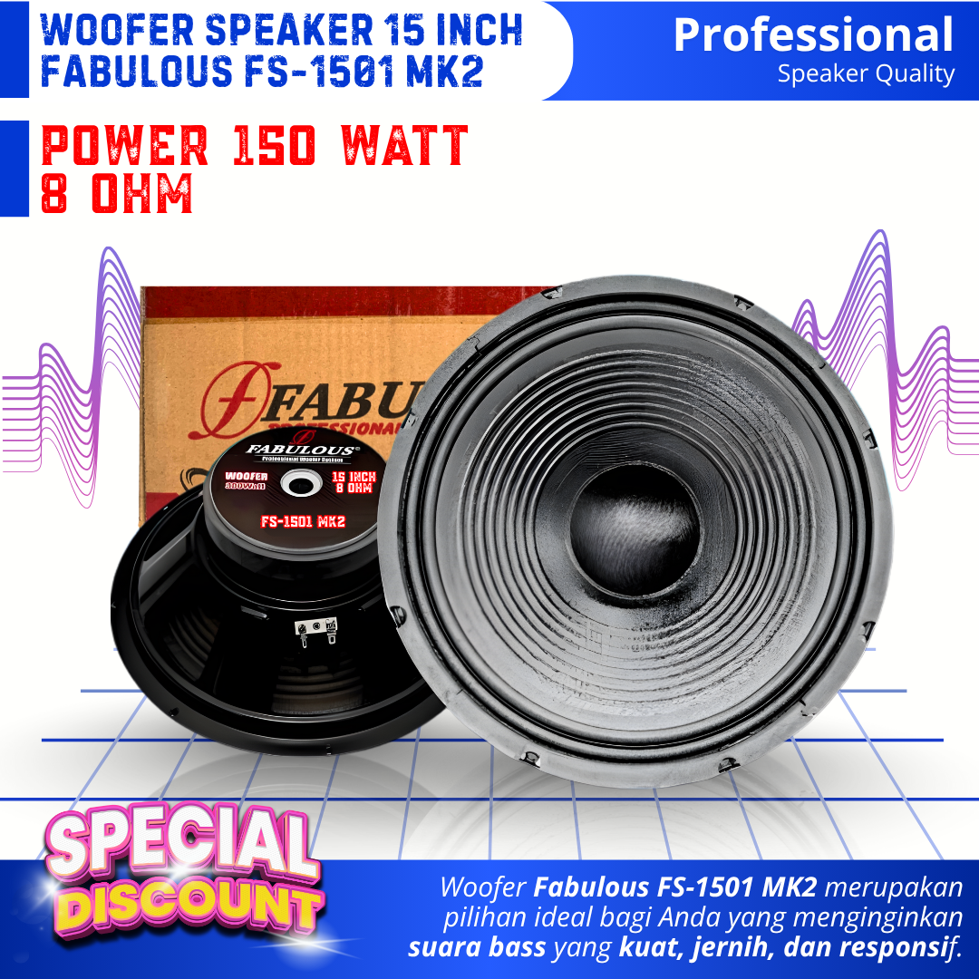Subwoofer Speaker 15 Inch Fabulous FS-1501 MK2 Power 150 Watt
