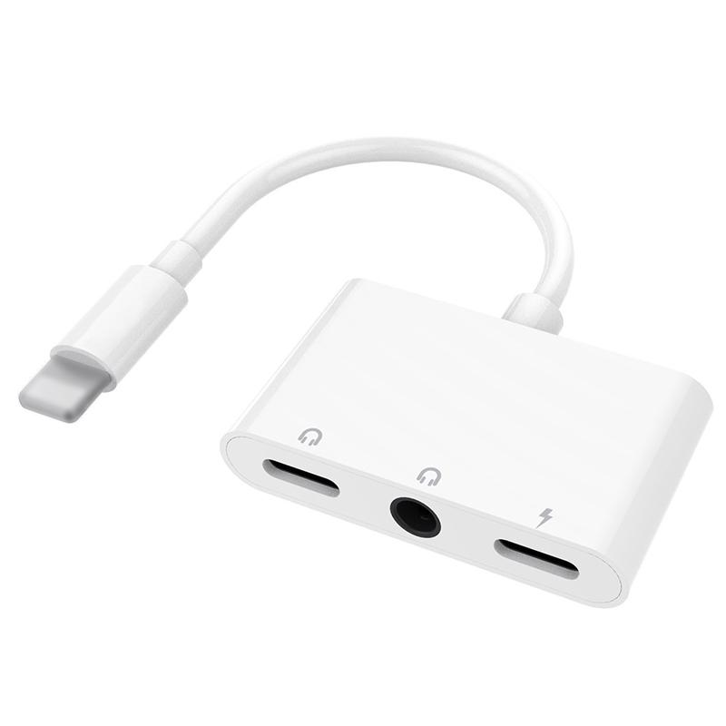 3 in1 Charging and Audio Adapter For iPhone 7 8 Plus X iPAD iOS 9.2 10 11 12 Earphones Cable Support Music/Charge/Call For Lightning to 3.5 mm Aux Cable