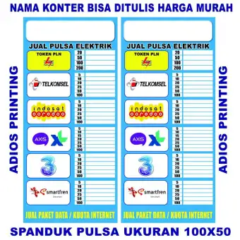 Spanduk Banner Backdrop Konter Pulsa Harga Bisa Tulis Sendiri