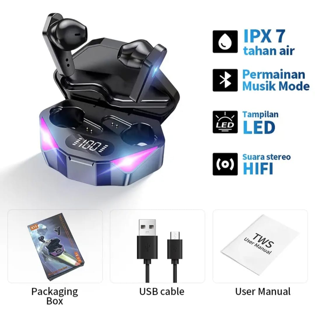 EVA[ COD] TWS Inpods X15 Gaming Series Headset ESport Newest