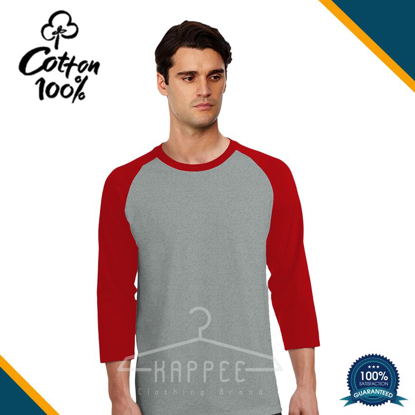 KAPPEE Kaos Raglan Polos Pria Premium Lengan 3/4 Pendek O-Neck Cotton combed 30s / Kaos Polos Raglan Pria Lengan 3/4 Misty - Kombinasi Warna / Kaos Polos Murah / Kaos Termurah / Baju Kaos Distro / Kaos T Shirt Pria/ Kaos Keren Terbaru / Kaos Atasan Ragla