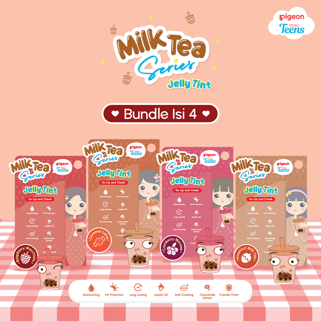 (BUNDLE ISI 4) PIGEON TEENS JELLY TINT MILK TEA SERIES Lip Tint