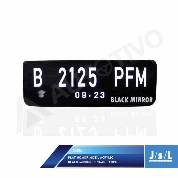 Plat Nomor Mobil Custom Stiker Frame Akrilik Black Mirror Lampu - MS