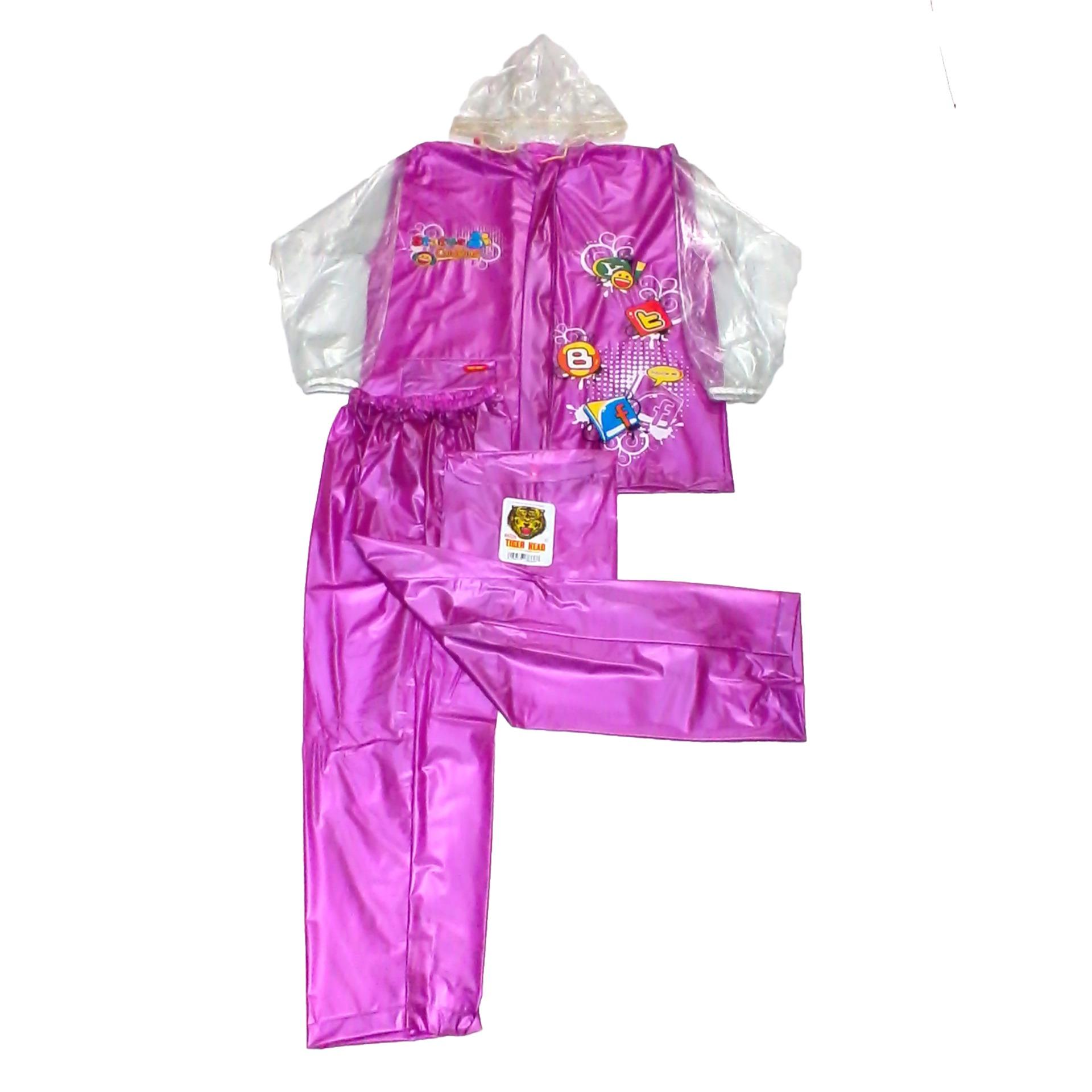 Tiger Head Jas Hujan Setelan Olympic Remaja - Raincoat Jaket Celana Pria Wanita Murah - Ungu