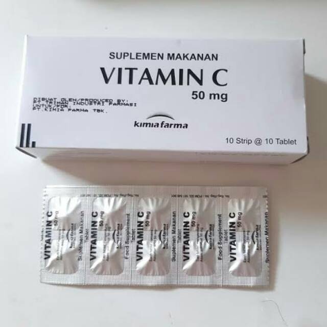 Isi 5 Strip 50 Tablet Vitamin C 50mg KIMIA FARMA Original Asli