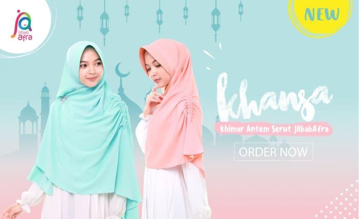 AZARIA'- Jilbab Afra Model KHANSA (Khimar Serut Samping ) Size M