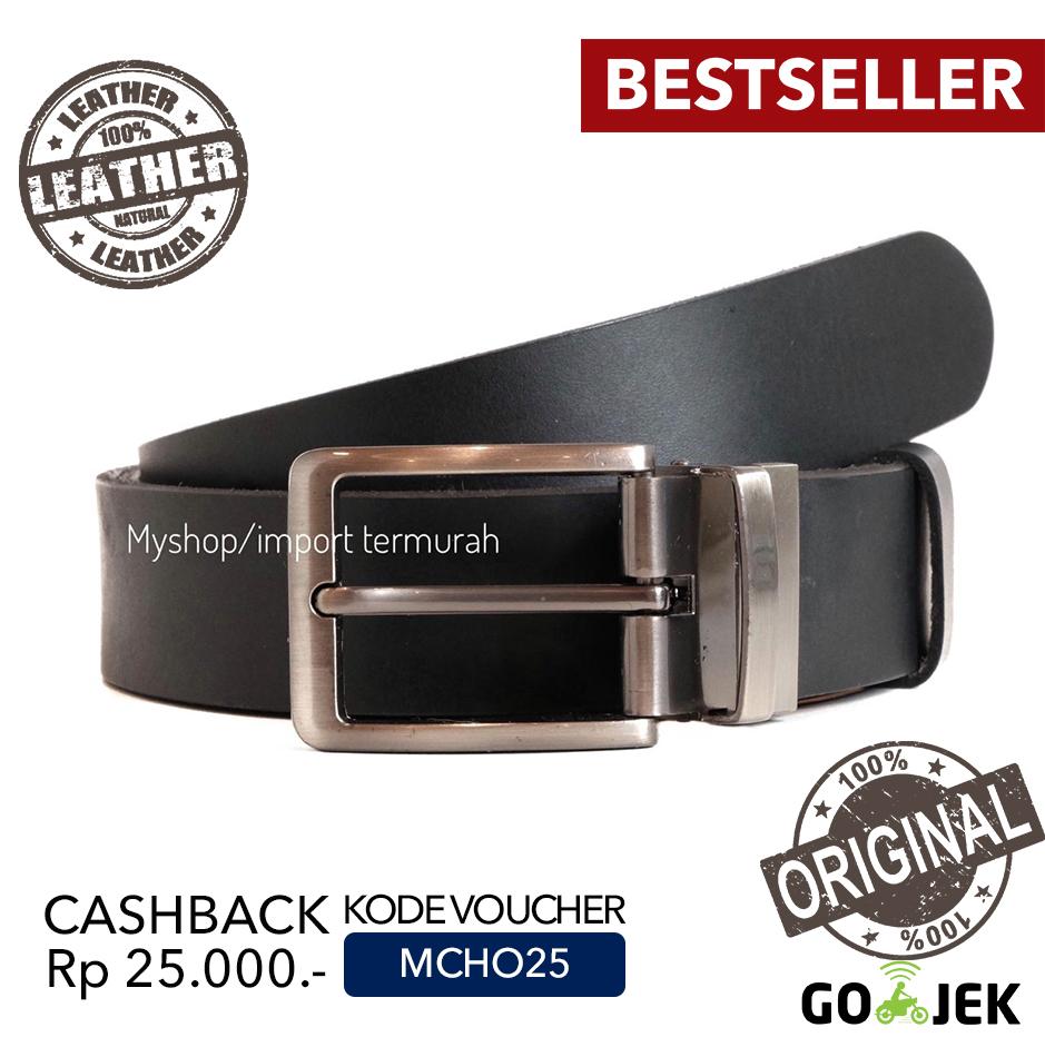 Gesper Sabuk Ikat Pinggang Kulit Asli Pria Cowo Original Gio 2000 508 Black