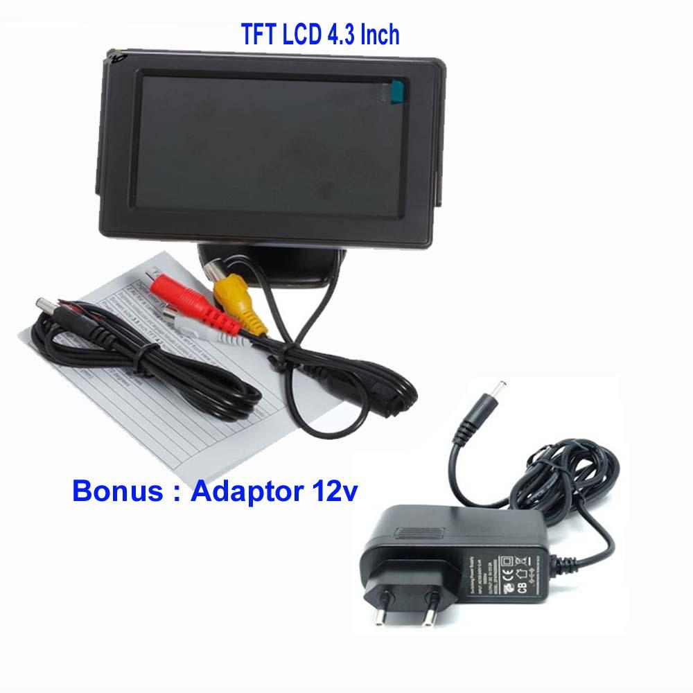 Monitor LCD Mini TFT 4.3 Inc + Adaptor 12v Buat Cari Sinyal/ Tracking Satelit Parabola