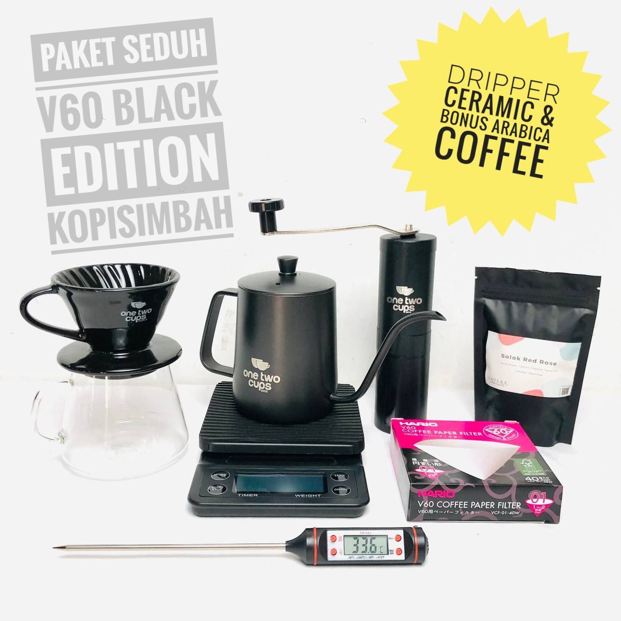 Paket Seduh V60 Black Edition Alat Seduh Pembuat Kopi V 60 Home Coffee Dripper Tools Manual Brew