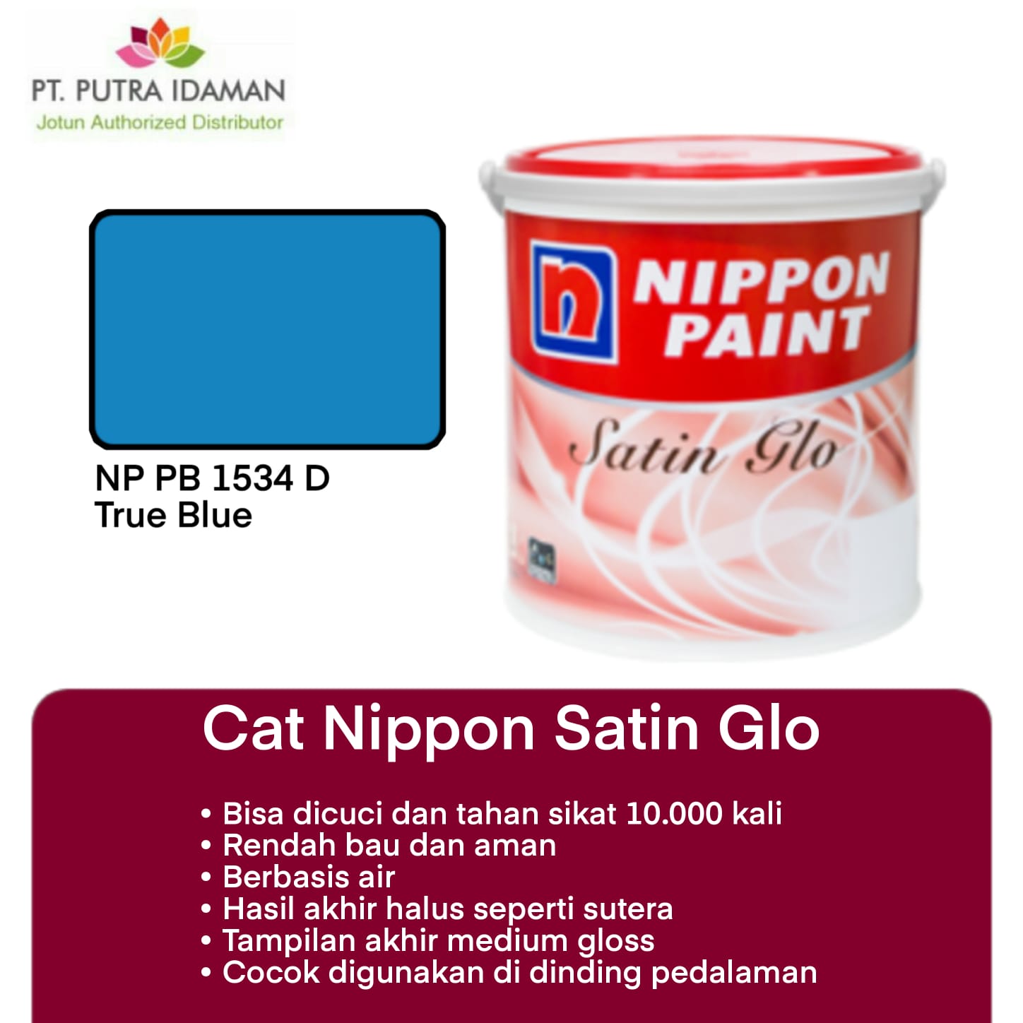 NIPPON PAINT SATIN GLO INTERIOR TRUE BLUE PB 1534D Lazada Indonesia