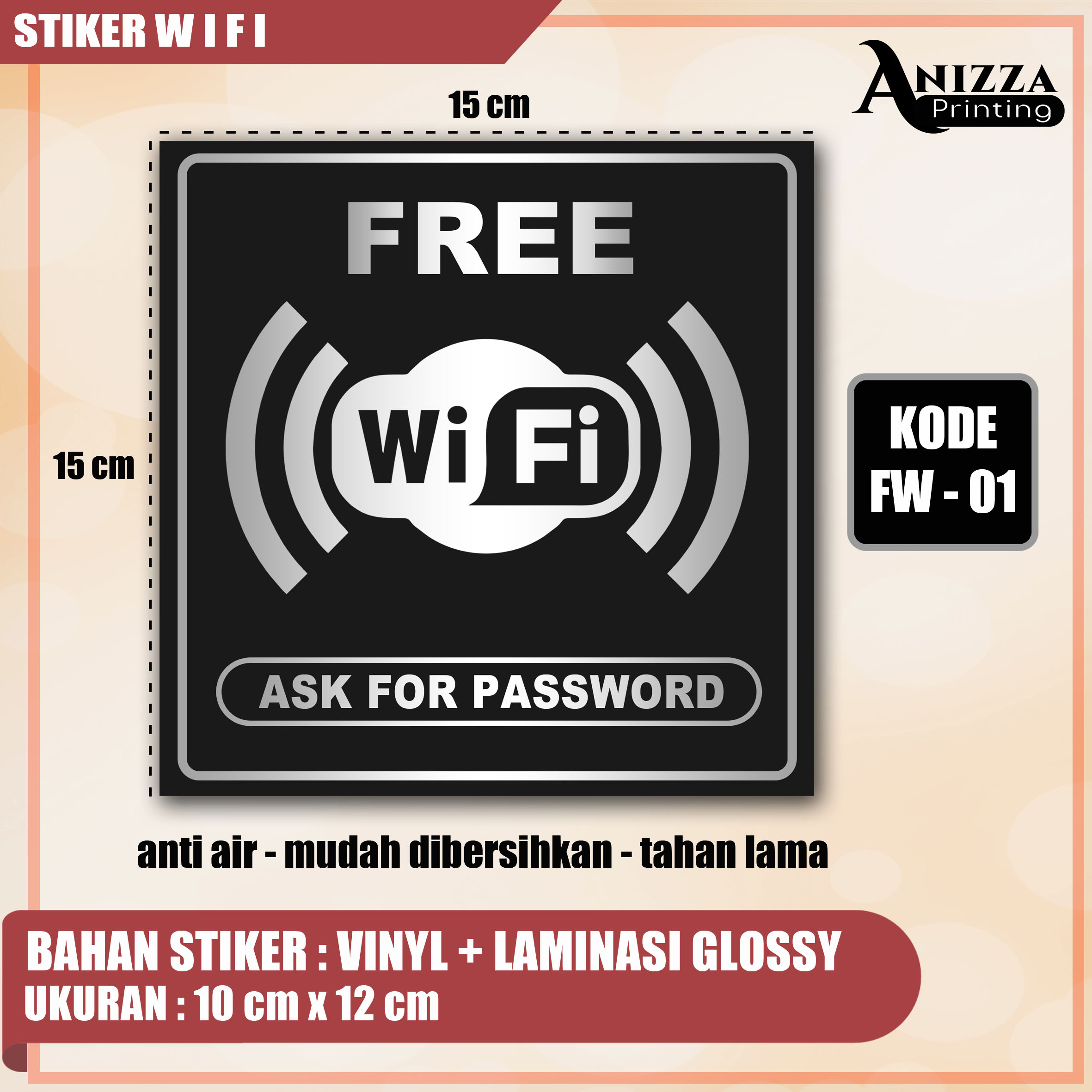 STIKER FREE WIFI ( LAMINASI GLOSSY ) | Lazada Indonesia