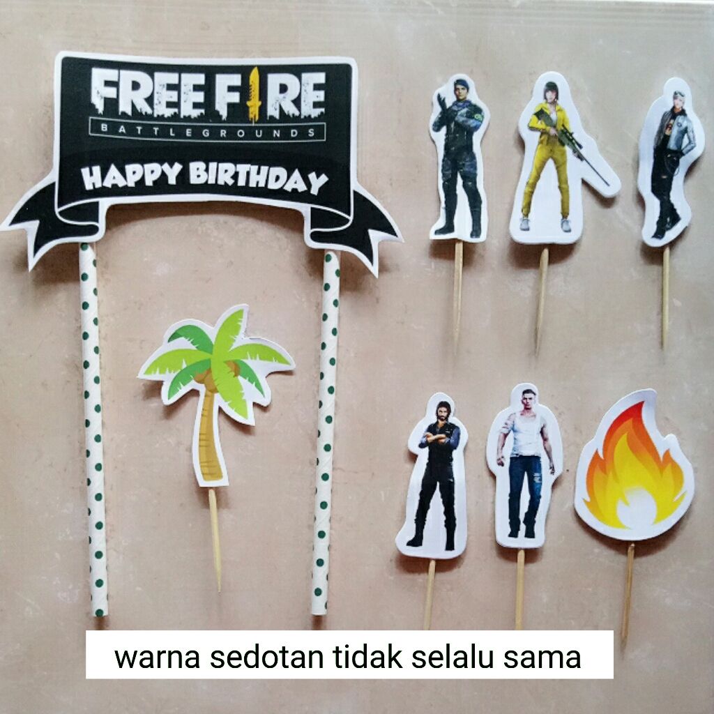 Cake Topper Satu Set Hiasan Kue Ulang Tahun Karakter Free Fire Freefire Lazada Indonesia