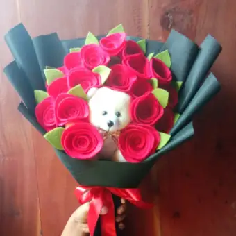 Buket Bunga Mawar Merah Boneka Membeli Jualan Online Bunga Tanaman Artifisial Dengan Harga Murah Lazada Indonesia