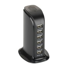 6 Port USB 6A 30 W Charger Cepat Cerdas dengan US Plug untuk Apple IPad Pro Air IPhone 6 S PLUS Samsung S7 Google 6 P Huawei Mate 8 (Hitam)
