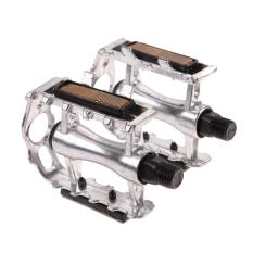 1 Pasang BMX MTB Sepeda Gunung Paduan Aluminium 9/40, 64 Cm Pedal Flat (Silver)