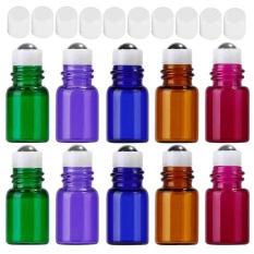 10 Pcs 3 Ml Portable Roll On Botol Kosong Refillable Glass Container dengan Putih Cap untuk Minyak Atsiri Parfum Wangi -Intl