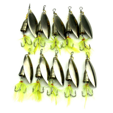 Veli shy 10 Pcs/set Umpan Ikan Pintal Sendok Logam Keperakan Umpan Tiruan Bulu-Intl