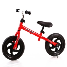12 Inch Anak-anak Roda Dua Pushbike Balance Latihan Sepeda dengan Dapat Disesuaikan Stang dan Saddle Warna: Merah Ukuran: 12 Inch-Internasional