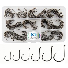 150 Pcs/box Lingkaran Kait 7384 2X Kustom Custom Mengimbangi Sport Lingkaran Kait Hitam Tinggi Karbon Baja Ikan Gurami Pancing Kait- ukuran: #1-5/0-Internasional