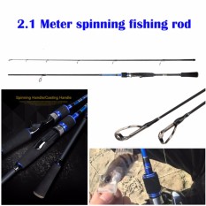 2.1meter joran pancing Blue & Black Carbon Fiber Fishing Rod M spinning Rod
