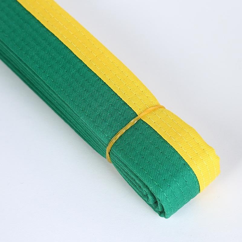 2.2 M Judo Taekwondo Karate Tai Chi Pita Warna-warni Belt Fashion Aksesori Solid Rank Karate Seni Bela Diri dan TaeKwonDo Sabuk (2.2 M/Kuning & Hijau) -Intl