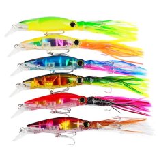 2 pcs/lot 14 cm Goture Lures untuk Trolling dengan Tajam Hook Fishing Lure Bionic Squid Minnow Plastik Umpan Buatan