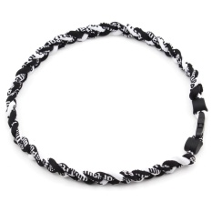 3 Rope 50 Cm Titanium Kalung Ion Olahraga Baseball Bola Softball Dikepang Twist (Hitam/Hitam/Putih) -Intl