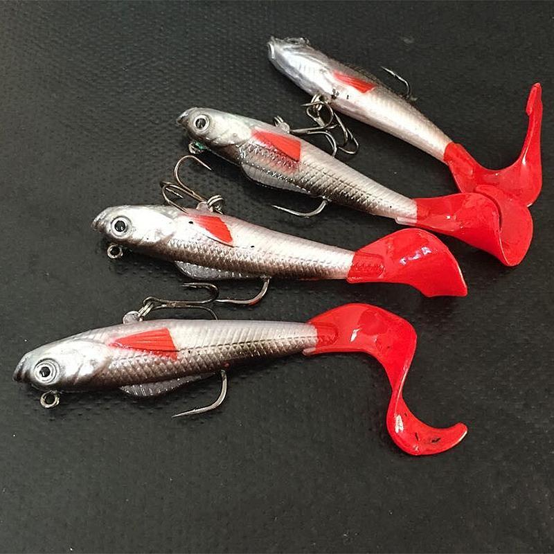 4pcs/lot Lead Head Soft Fishing Lures Long Tail Pesca Kait SHARP Lembut Umpan Ikan