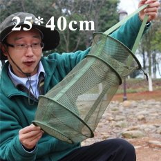 4 Ever Portabel Memancing Bersih 3 Layer Round Folding Perangkap Bingkai Logam Casting Udang Mesh Cage Fish Net (Warna: Hijau, Ukuran: 25x40 Cm)-Intl