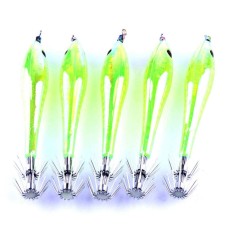 5 Pcs/lot 9.5 Cm Fluorescent Squid Hook Sotong Jig Fishing Tackle Equipment Hook Umpan 6 Warna