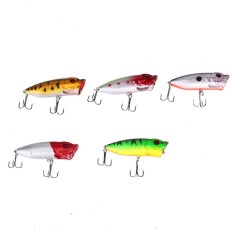 5 Pcs/set Popper Minnow Umpan Pancing Bass Umpan Engkol Crankbait Pengait Katrol-Intl