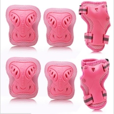 6 Pieces Set Anak Anak Bersepeda Inline & Sepatu Roda Pergelangan Tangan Lutut Siku Bantalan Pelindung Di Berwarna Merah Muda M-Internasional