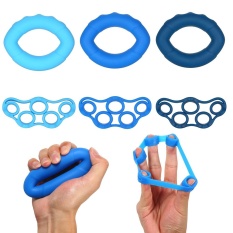 6 Pcs Hand Gripper Strengthener Silicone Finger Tandu Hand Grip Strength Training Exerciser Gripper Rumah Kantor Fitness-Intl