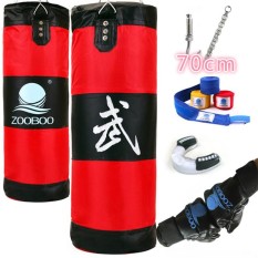70 Cm Pelatihan Kebugaran MMA Tas Tinju Meninju Karung Pasir untuk Olahraga Muay Thai Set Pelatihan Sarung Tangan Tinju & Bungkus Plastik & Pelindung Gigi & Hook-Intl