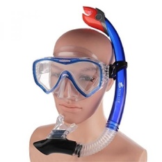 Semua Kering Menyelam Snorkel untuk Berenang Pemula Lensa Kaca Tempered NoLeaking Goggles Anti-kabut Silikon Corong Adjustable Edge Buckle -Intl