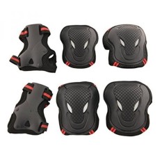 Allnice Alien 6 In 1 Menebal Skateboard Bersepeda Sepatu Roda Outdoor Sport Sosok Siku Lutut Pergelangan Tangan Persneling Pelindung Bantalan Roda Gigi Keamanan Pad Guard untuk Orang Dewasa & ANAK Anak Menggunakan-Merah + Hitam (Ukuran M) -Intl